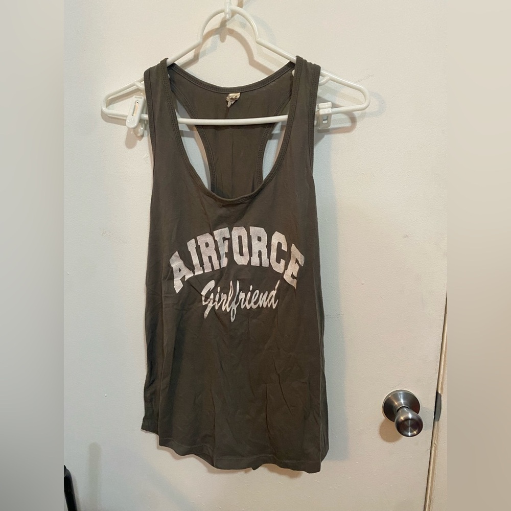 Grey 'Airforce Girlfriend' Racerback Tank Top